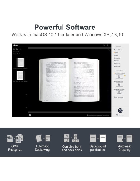 Escáner de Documentos A3 CZUR ET18 Pro, 18MP, OCR 186 Idiomas