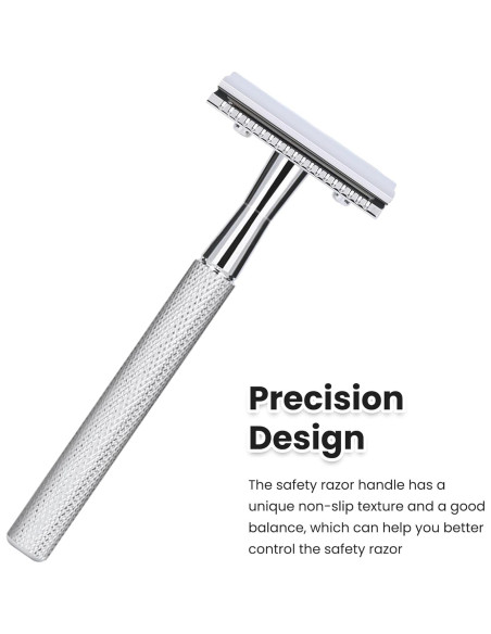 Maquinilla de Afeitar Doble Filo Keropy Plata Brillante con 10 Cuchillas