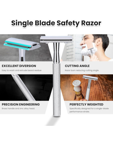 Maquinilla de Afeitar Doble Filo Keropy Plata Brillante con 10 Cuchillas