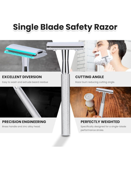 Maquinilla de Afeitar Doble Filo Keropy Plata Brillante con 10 Cuchillas