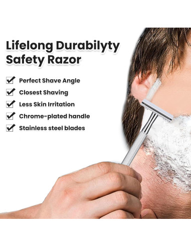 Maquinilla de Afeitar Doble Filo Keropy Plata Brillante con 10 Cuchillas