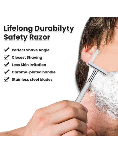 Maquinilla de Afeitar Doble Filo Keropy Plata Brillante con 10 Cuchillas