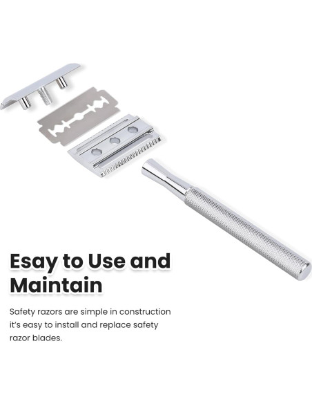 Maquinilla de Afeitar Doble Filo Keropy Plata Brillante con 10 Cuchillas