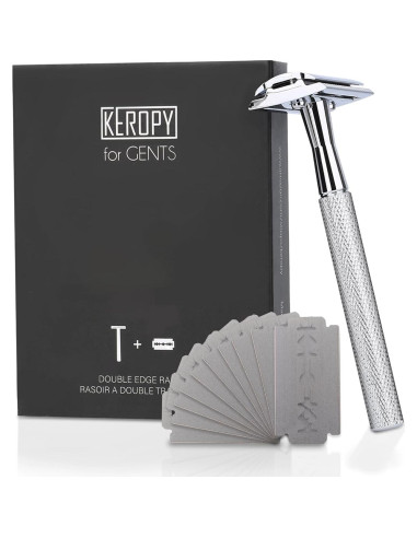 Maquinilla de Afeitar Doble Filo Keropy Plata Brillante con 10 Cuchillas