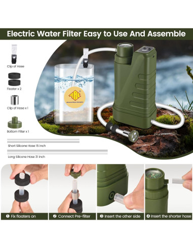 Filtro de Agua Portátil Eléctrico ARC para Camping 900ml/min