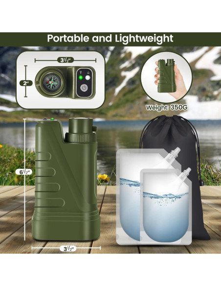 Filtro de Agua Portátil Eléctrico ARC para Camping 900ml/min Filtro de Agua Portátil Eléctrico ARC para Camping 900ml/min