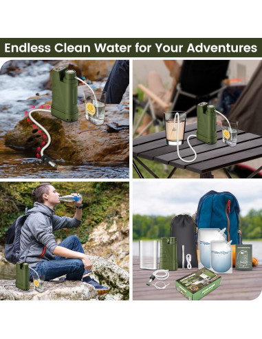 Filtro de Agua Portátil Eléctrico ARC para Camping 900ml/min