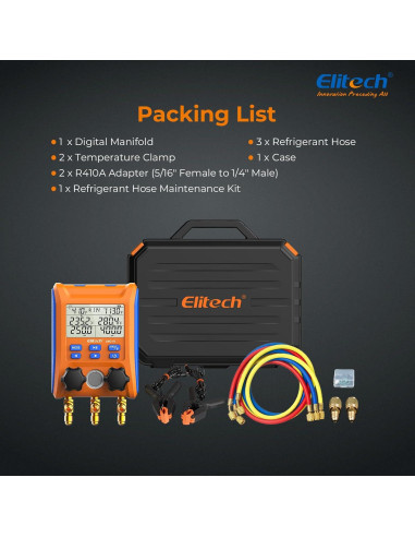 Manómetro Digital Elitech LMG-10Plus Doble Válvula HVAC