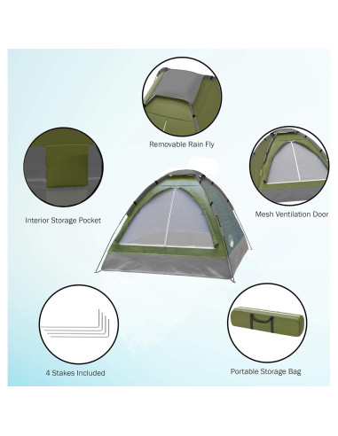 Carpa Domo para 2 Personas Wakeman con Cubierta para Lluvia