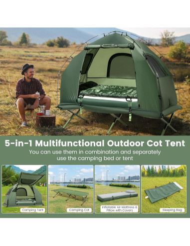 Cama de Camping Plegable Goplus 5-en-1 con Tienda y Saco