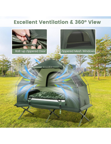 Cama de Camping Plegable Goplus 5-en-1 con Tienda y Saco