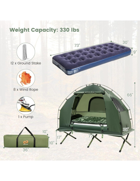 Cama de Camping Plegable Goplus 5-en-1 con Tienda y Saco