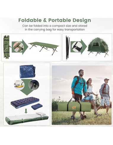 Cama de Camping Plegable Goplus 5-en-1 con Tienda y Saco