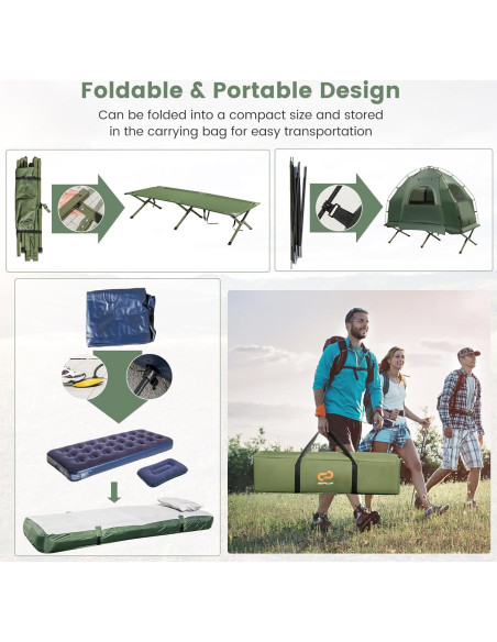 Cama de Camping Plegable Goplus 5-en-1 con Tienda y Saco