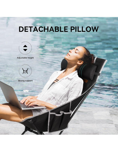 Silla de Camping Plegable TOBTOS con Respaldo Alto 200 kg