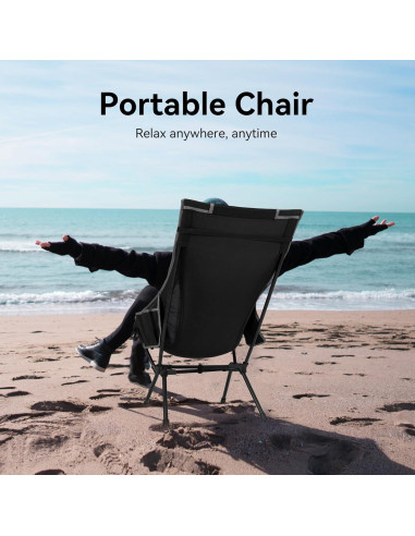 Silla de Camping Plegable TOBTOS con Respaldo Alto 200 kg