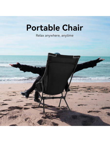 Silla de Camping Plegable TOBTOS con Respaldo Alto 200 kg