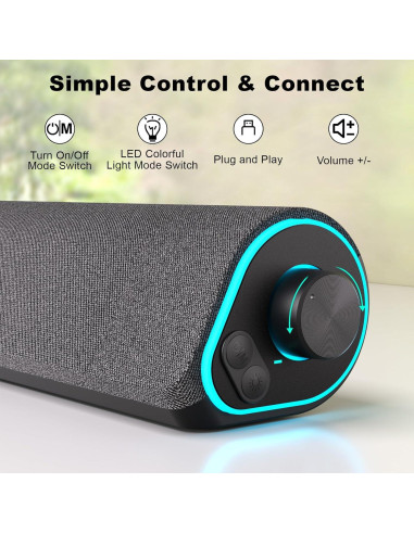 Barra de Sonido Bluetooth Soulion R50 con Luz LED y AUX