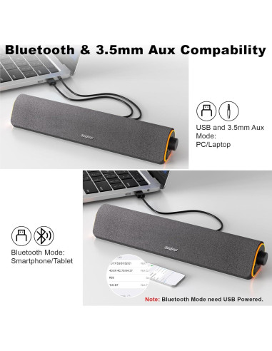 Barra de Sonido Bluetooth Soulion R50 con Luz LED y AUX