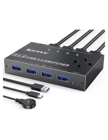 Conmutador KVM USB 3.0 MLEEDA 4 Puertos para 4 PC