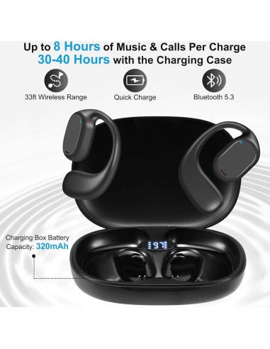 Auriculares de Oído Abierto ASIILOVI VG332 Bluetooth 5.3 16h