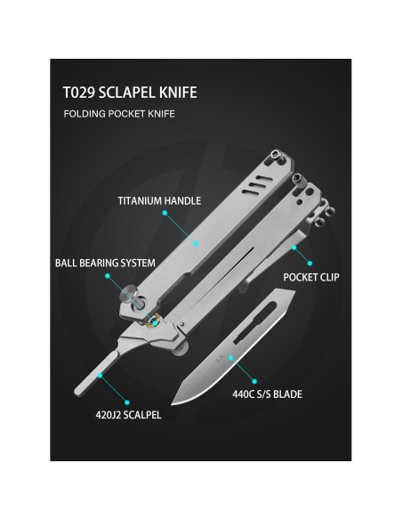 Cuchillo Plegable Olitans T029, Titanio y Acero Inoxidable 7.62cm