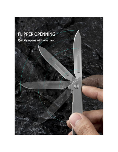 Cuchillo Plegable Olitans T029, Titanio y Acero Inoxidable 7.62cm