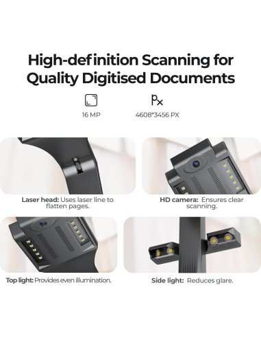 Escáner de Documentos CZUR ET16 Plus, 16MP, A3, OCR 186 Idiomas