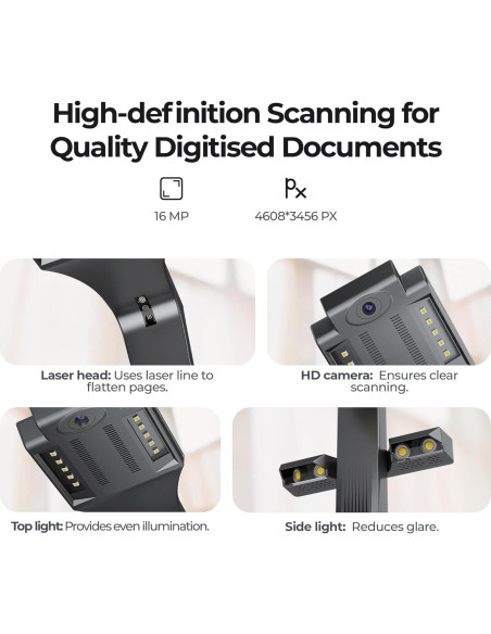 Escáner de Documentos CZUR ET16 Plus, 16MP, A3, OCR 186 Idiomas