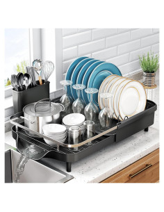 Escurridor de Platos Expandible SNTD Acero Inoxidable Negro