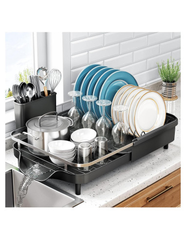 Escurridor de Platos Expandible SNTD Acero Inoxidable Negro