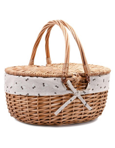 Cesta de Picnic de Mimbre Rurality con Tapa y Asa 39.1x28.9cm