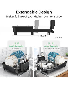 Escurridor de Platos Expandible SNTD Acero Inoxidable Negro 2