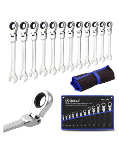 Juego de 12 llaves de carraca flexibles Qnkaa 6.35 a 22.23 mm
