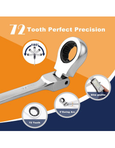 Juego de 12 llaves de carraca flexibles Qnkaa 6.35 a 22.23 mm 2