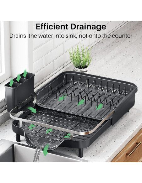 Escurridor de Platos Expandible SNTD Acero Inoxidable Negro