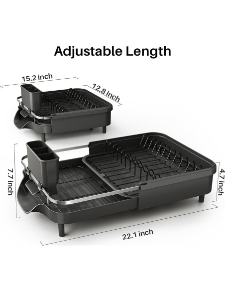 Escurridor de Platos Expandible SNTD Acero Inoxidable Negro