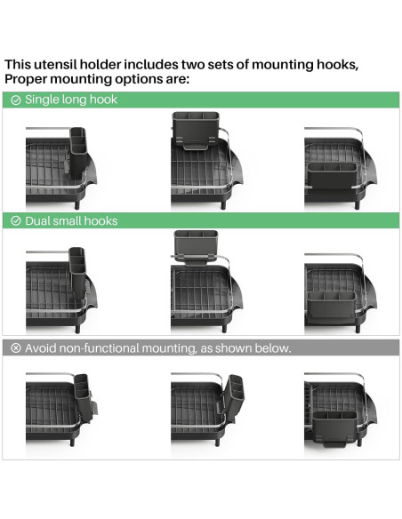 Escurridor de Platos Expandible SNTD Acero Inoxidable Negro