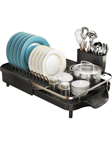 Escurridor de Platos Expandible SNTD Acero Inoxidable Negro