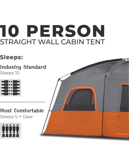 Carpa CORE para Camping Familiar 10 Personas 4.27x3.05m Naranja