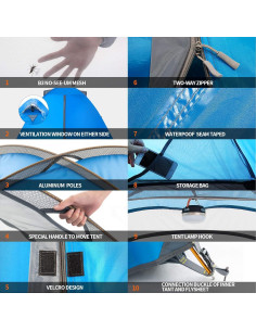 Carpa de Camping BISINNA 2 Personas Impermeable 3 Temporadas 2