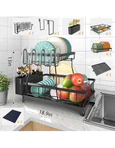 Estante para Secar Platos Godboat 2 Niveles Metal 2,49 kg 2