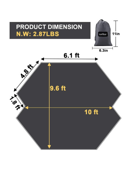 Lona de Lluvia Sunyear 3.05x2.92m para Hamaca - Impermeable
