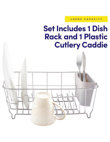 Estante Secar Platos Sweet Home 2 Piezas Plateado Compacto