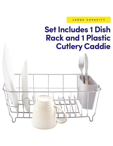 Estante Secar Platos Sweet Home 2 Piezas Plateado Compacto