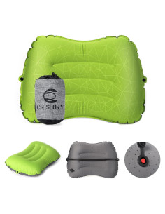 Almohada Inflable Crisonky 2.0 para Camping y Viaje - Verde Claro