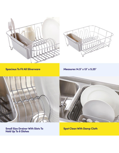 Estante Secar Platos Sweet Home 2 Piezas Plateado Compacto