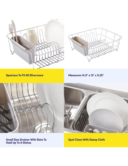 Estante Secar Platos Sweet Home 2 Piezas Plateado Compacto