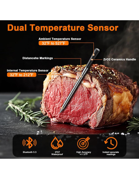 Termómetro de Carne Inalámbrico COOKIT MW2PLUS Bluetooth 700ft