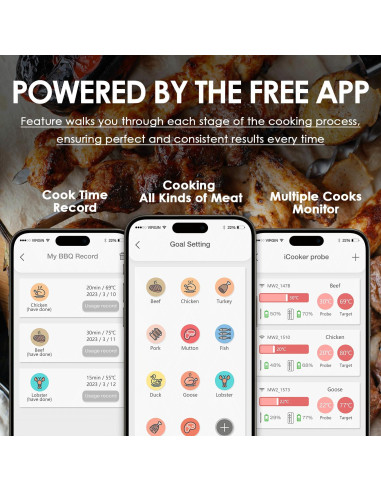 Termómetro de Carne Inalámbrico COOKIT MW2PLUS Bluetooth 700ft